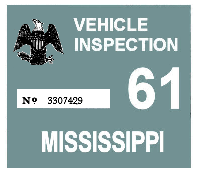 1961 Mississippi INSPECTION Sticker
